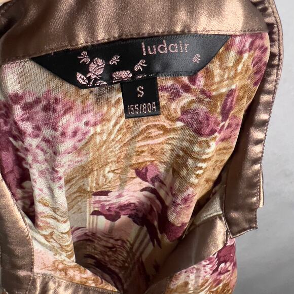 Y2K Burgundy Floral Blouse Long Sleeve Top Size Small - Picture 4 of 4